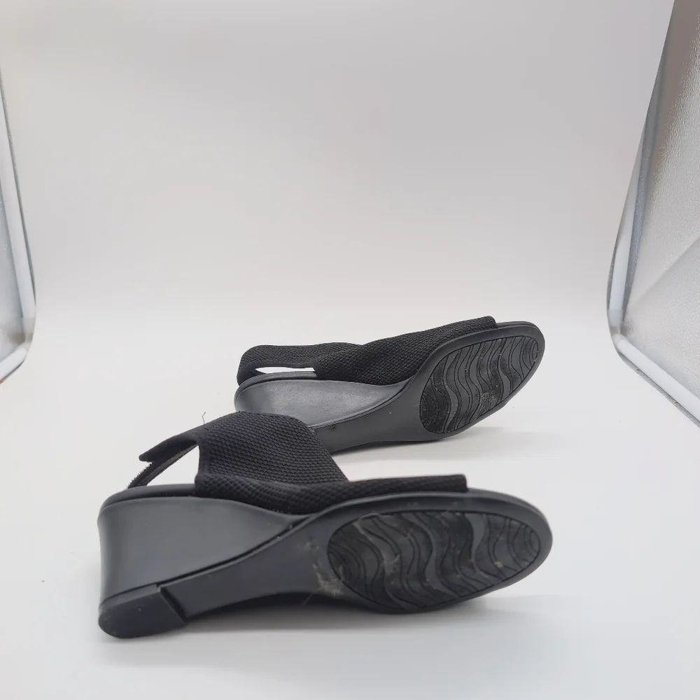 Impo Strech Elegant Black Wedge Sandals Murelle Sz 7